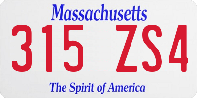 MA license plate 315ZS4