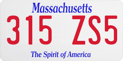 MA license plate 315ZS5