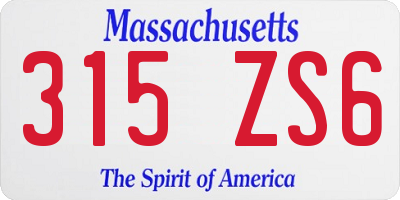 MA license plate 315ZS6