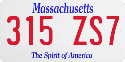 MA license plate 315ZS7