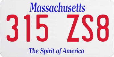 MA license plate 315ZS8