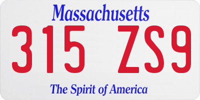 MA license plate 315ZS9