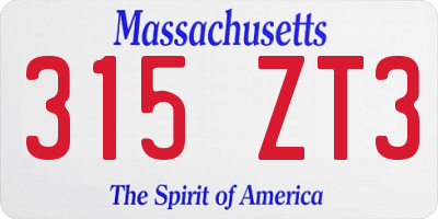 MA license plate 315ZT3