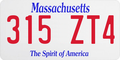 MA license plate 315ZT4