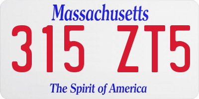 MA license plate 315ZT5