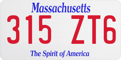 MA license plate 315ZT6