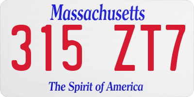 MA license plate 315ZT7