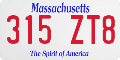 MA license plate 315ZT8