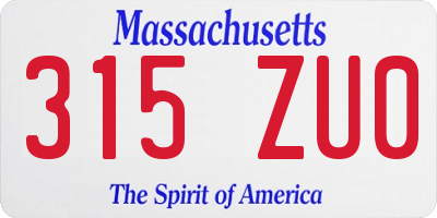 MA license plate 315ZU0