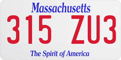 MA license plate 315ZU3