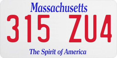 MA license plate 315ZU4