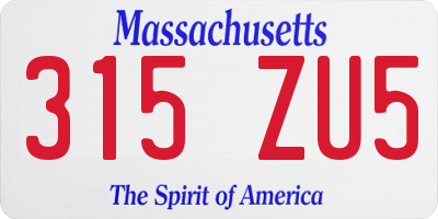 MA license plate 315ZU5