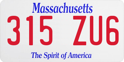 MA license plate 315ZU6