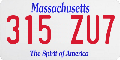 MA license plate 315ZU7