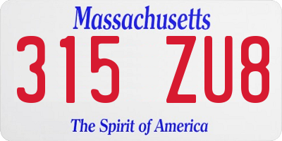 MA license plate 315ZU8