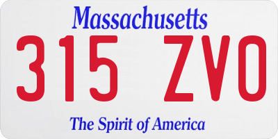 MA license plate 315ZV0