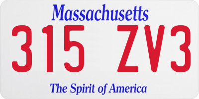 MA license plate 315ZV3