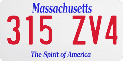MA license plate 315ZV4
