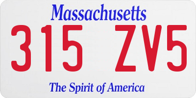 MA license plate 315ZV5