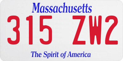 MA license plate 315ZW2