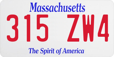 MA license plate 315ZW4
