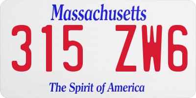 MA license plate 315ZW6