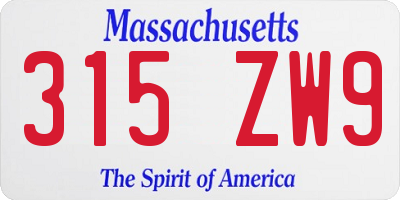MA license plate 315ZW9