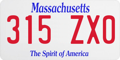 MA license plate 315ZX0