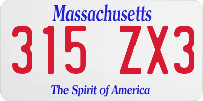 MA license plate 315ZX3
