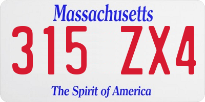 MA license plate 315ZX4