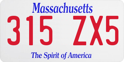 MA license plate 315ZX5