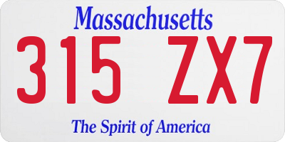 MA license plate 315ZX7
