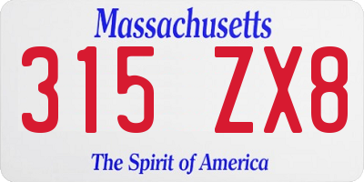 MA license plate 315ZX8