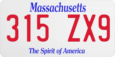 MA license plate 315ZX9