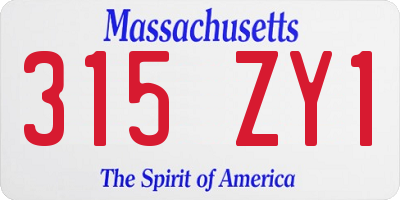 MA license plate 315ZY1