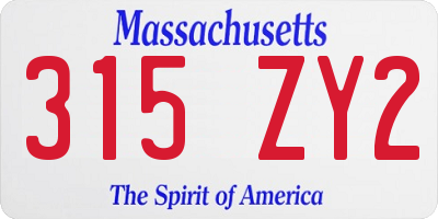 MA license plate 315ZY2