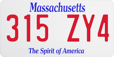 MA license plate 315ZY4
