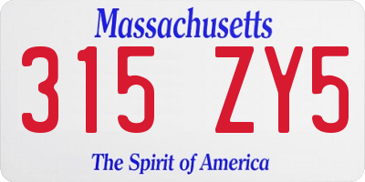 MA license plate 315ZY5