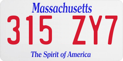 MA license plate 315ZY7