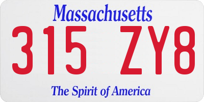 MA license plate 315ZY8