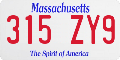 MA license plate 315ZY9