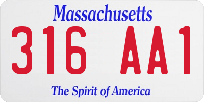 MA license plate 316AA1