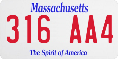 MA license plate 316AA4