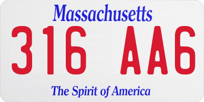 MA license plate 316AA6