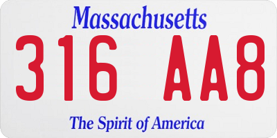 MA license plate 316AA8
