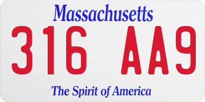 MA license plate 316AA9