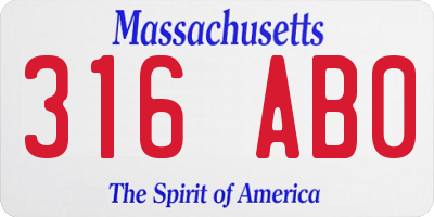 MA license plate 316AB0
