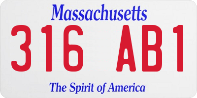 MA license plate 316AB1