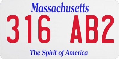 MA license plate 316AB2