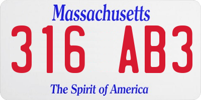 MA license plate 316AB3